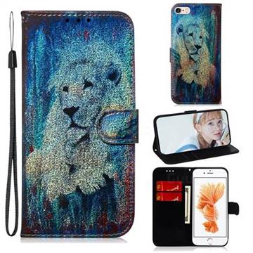 White Lion Laser Shining Leather Wallet Phone Case for iPhone 6s 6 6G(4.7 inch)