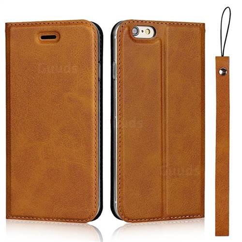 Calf Pattern Magnetic Automatic Suction Leather Wallet Case for iPhone 6s 6 6G(4.7 inch) - Brown