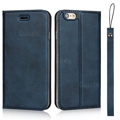 Calf Pattern Magnetic Automatic Suction Leather Wallet Case for iPhone 6s 6 6G(4.7 inch) - Blue