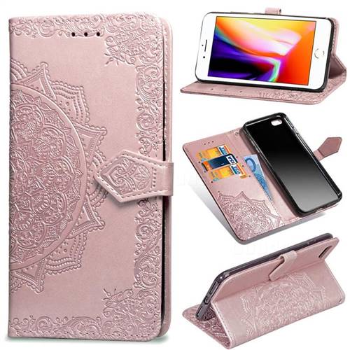 Embossing Imprint Mandala Flower Leather Wallet Case for iPhone 6s 6 6G(4.7 inch) - Rose Gold
