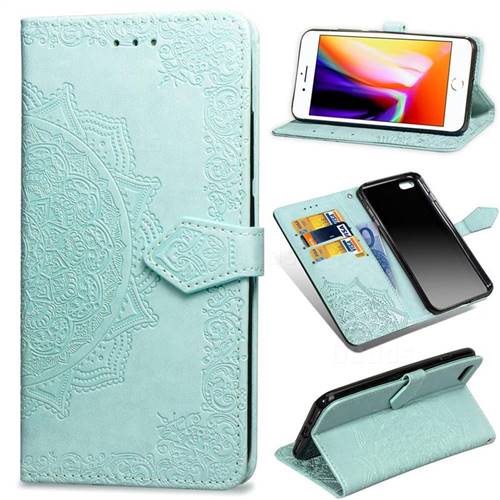 Embossing Imprint Mandala Flower Leather Wallet Case for iPhone 6s 6 6G(4.7 inch) - Green