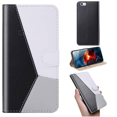 Tricolour Stitching Wallet Flip Cover for iPhone 6s 6 6G(4.7 inch) - Black