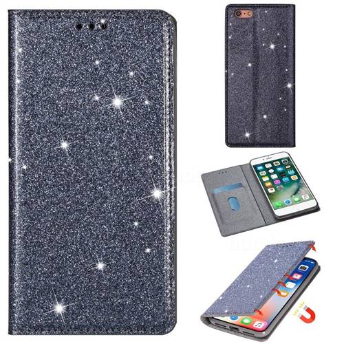Ultra Slim Glitter Powder Magnetic Automatic Suction Leather Wallet Case for iPhone 6s 6 6G(4.7 inch) - Gray