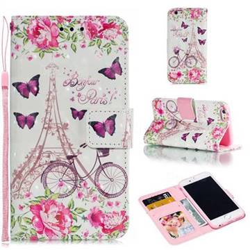 Bicycle Flower Tower 3D Painted Leather Phone Wallet Case for iPhone 6s 6 6G(4.7 inch)