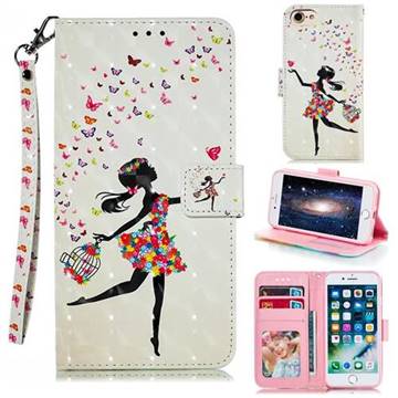 Flower Girl 3D Painted Leather Phone Wallet Case for iPhone 6s 6 6G(4.7 inch)