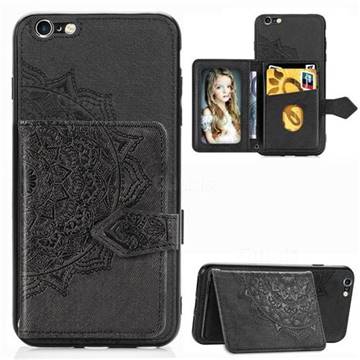 Mandala Flower Cloth Multifunction Stand Card Leather Phone Case for iPhone 6s 6 6G(4.7 inch) - Black