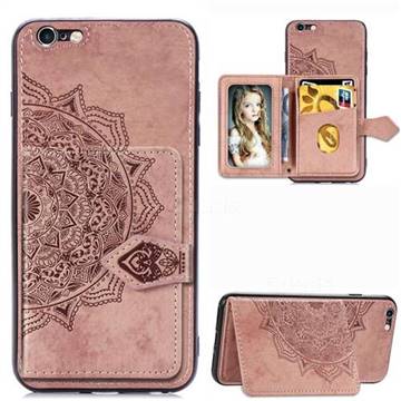 Mandala Flower Cloth Multifunction Stand Card Leather Phone Case for iPhone 6s 6 6G(4.7 inch) - Rose Gold