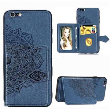 Mandala Flower Cloth Multifunction Stand Card Leather Phone Case for iPhone 6s 6 6G(4.7 inch) - Blue