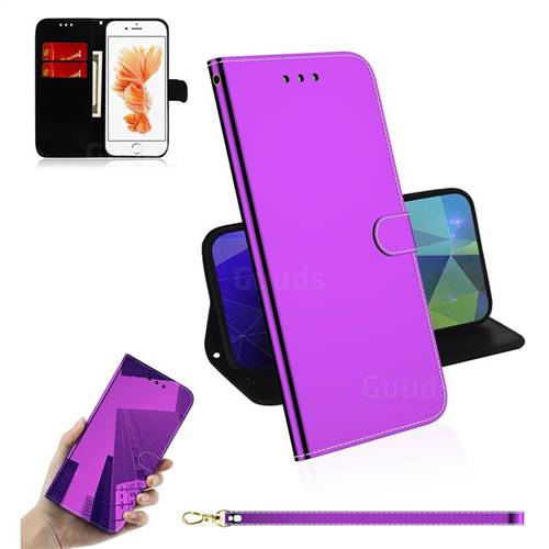 Shining Mirror Like Surface Leather Wallet Case for iPhone 6s 6 6G(4.7 inch) - Purple