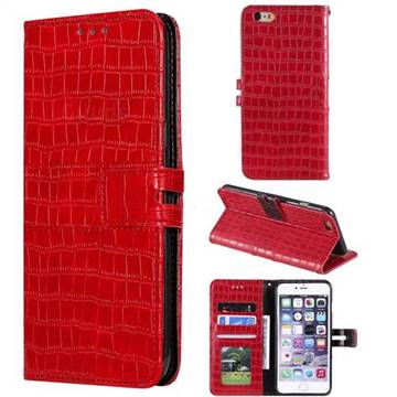 Luxury Crocodile Magnetic Leather Wallet Phone Case for iPhone 6s 6 6G(4.7 inch) - Red