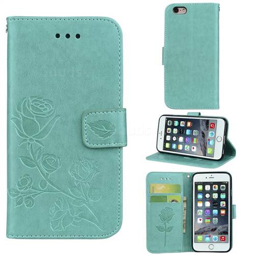 Embossing Rose Flower Leather Wallet Case for iPhone 6s 6 6G(4.7 inch) - Green