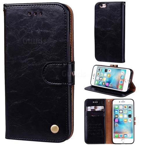 Luxury Retro Oil Wax PU Leather Wallet Phone Case for iPhone 6s 6 6G(4.7 inch) - Deep Black