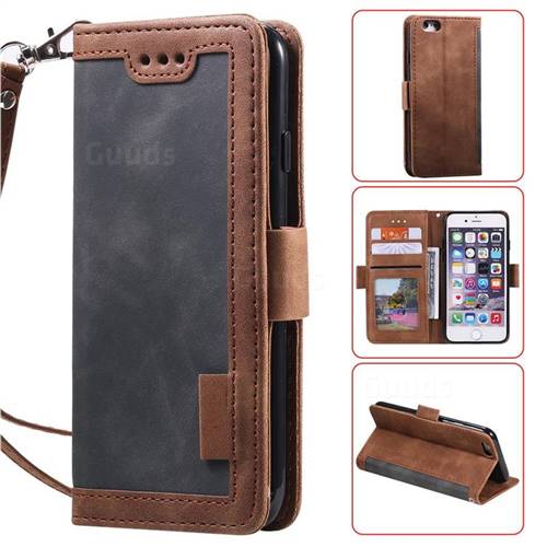 Luxury Retro Stitching Leather Wallet Phone Case for iPhone 6s 6 6G(4.7 inch) - Gray