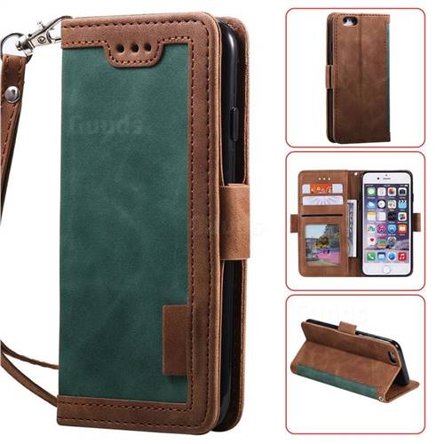 Luxury Retro Stitching Leather Wallet Phone Case for iPhone 6s 6 6G(4.7 inch) - Dark Green