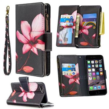 Lotus Flower Binfen Color BF03 Retro Zipper Leather Wallet Phone Case for iPhone 6s 6 6G(4.7 inch)