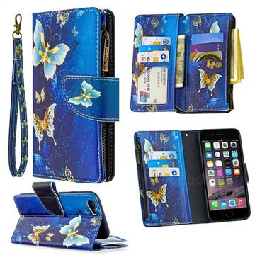 Golden Butterflies Binfen Color BF03 Retro Zipper Leather Wallet Phone Case for iPhone 6s 6 6G(4.7 inch)