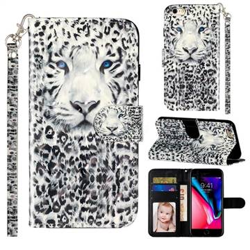 White Leopard 3D Leather Phone Holster Wallet Case for iPhone 6s 6 6G(4.7 inch)