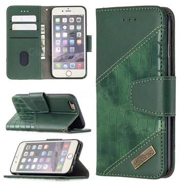 BinfenColor BF04 Color Block Stitching Crocodile Leather Case Cover for iPhone 6s 6 6G(4.7 inch) - Green