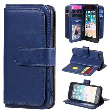 Multi-function Ten Card Slots and Photo Frame PU Leather Wallet Phone Case Cover for iPhone 6s 6 6G(4.7 inch) - Dark Blue