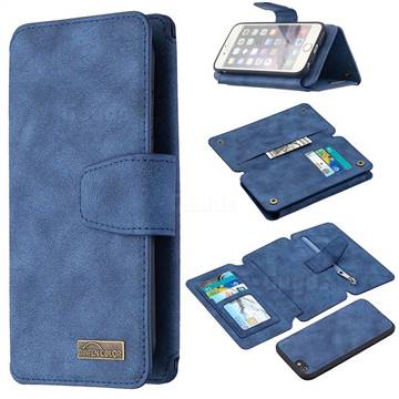 Binfen Color BF07 Frosted Zipper Bag Multifunction Leather Phone Wallet for iPhone 6s 6 6G(4.7 inch) - Blue