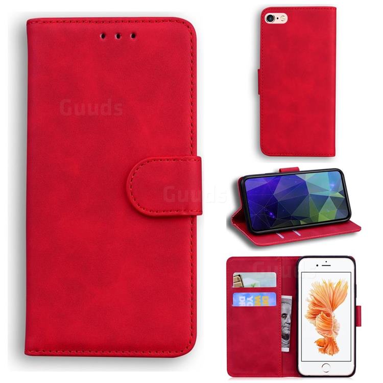 Retro Classic Skin Feel Leather Wallet Phone Case for iPhone 6s 6 6G(4.7 inch) - Red