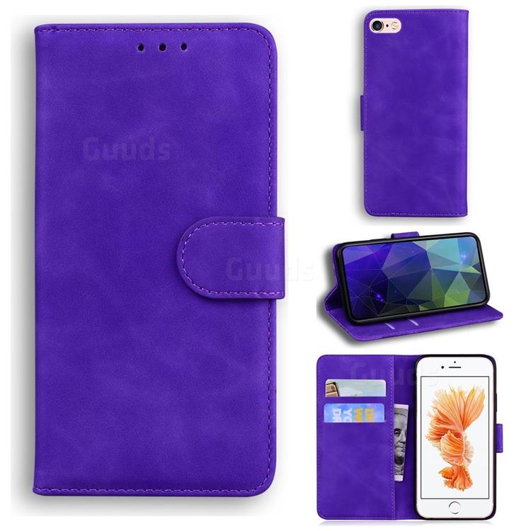 Retro Classic Skin Feel Leather Wallet Phone Case for iPhone 6s 6 6G(4.7 inch) - Purple