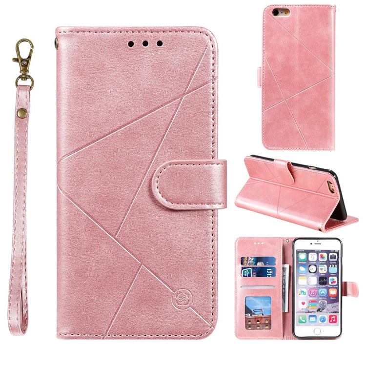 Embossing Geometric Leather Wallet Case for iPhone 6s 6 6G(4.7 inch) - Rose Gold