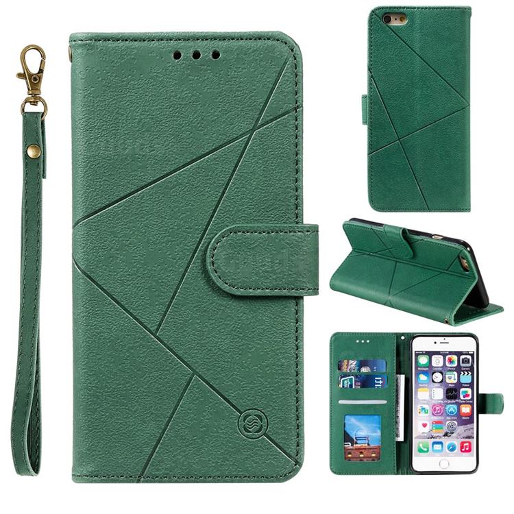 Embossing Geometric Leather Wallet Case for iPhone 6s 6 6G(4.7 inch) - Green
