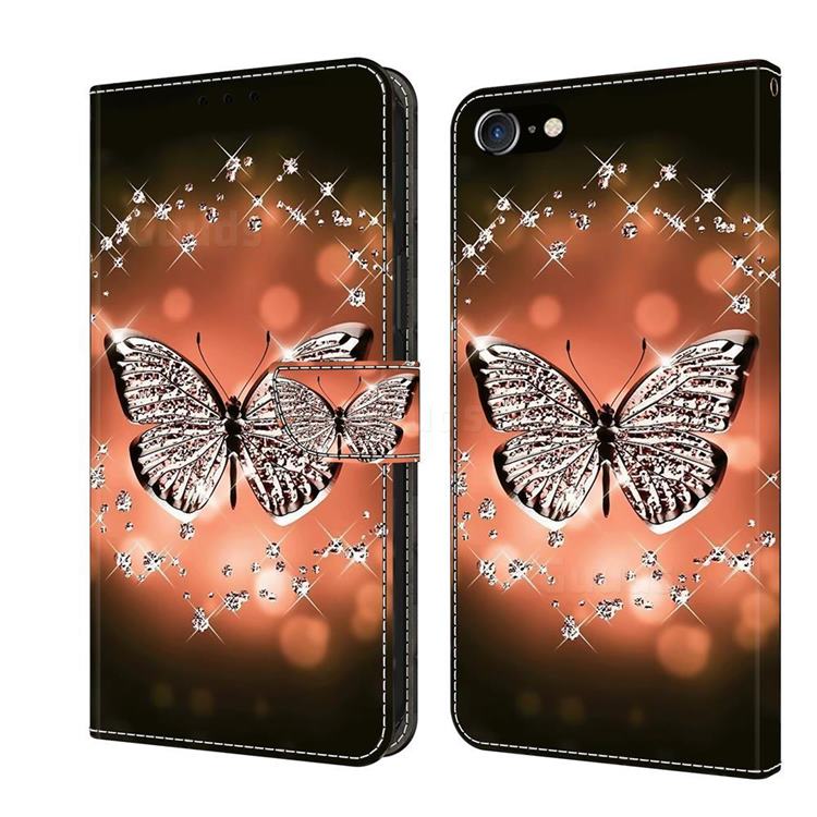 Crystal Butterfly Crystal PU Leather Protective Wallet Case Cover for iPhone 6s 6 6G(4.7 inch)