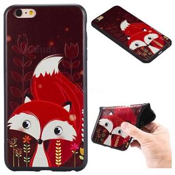 Red Fox 3D Embossed Relief Black TPU Back Cover for iPhone 6s Plus / 6 Plus 6P(5.5 inch)