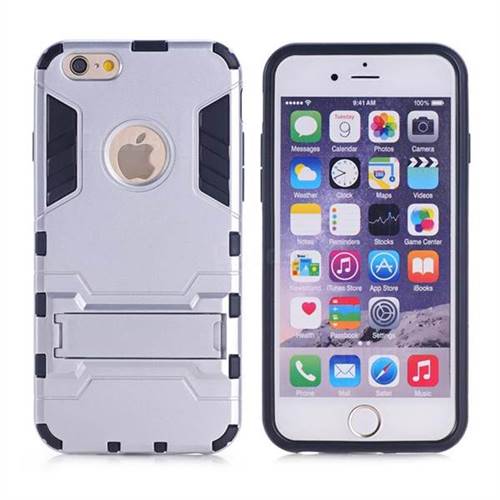 Armor Premium Tactical Grip Kickstand Shockproof Dual Layer Rugged Hard Cover for iPhone 6s Plus / 6 Plus 6P(5.5 inch) - Silver