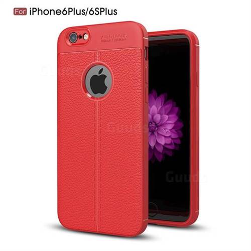 Luxury Auto Focus Litchi Texture Silicone TPU Back Cover for iPhone 6s Plus / 6 Plus 6P(5.5 inch) - Red