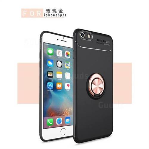 Auto Focus Invisible Ring Holder Soft Phone Case for iPhone 6s Plus / 6 Plus 6P(5.5 inch) - Black Gold