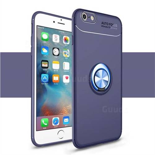 Auto Focus Invisible Ring Holder Soft Phone Case for iPhone 6s Plus / 6 Plus 6P(5.5 inch) - Blue