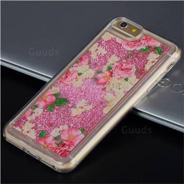Rose Flower Glassy Glitter Quicksand Dynamic Liquid Soft Phone Case for iPhone 6s Plus / 6 Plus 6P(5.5 inch)