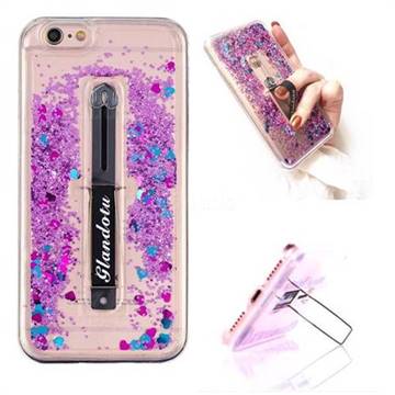 Concealed Ring Holder Stand Glitter Quicksand Dynamic Liquid Phone Case for iPhone 6s Plus / 6 Plus 6P(5.5 inch) - Purple