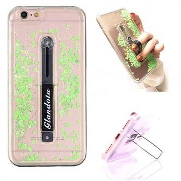 Concealed Ring Holder Stand Glitter Quicksand Dynamic Liquid Phone Case for iPhone 6s Plus / 6 Plus 6P(5.5 inch) - Green