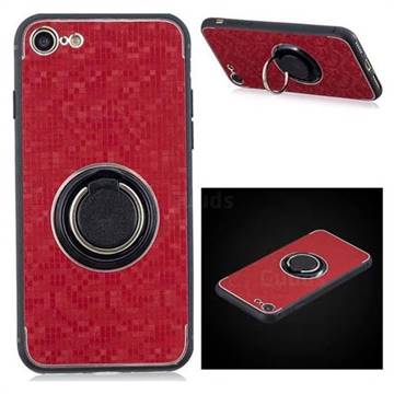 Luxury Mosaic Metal Silicone Invisible Ring Holder Soft Phone Case for iPhone 6s Plus / 6 Plus 6P(5.5 inch) - Red