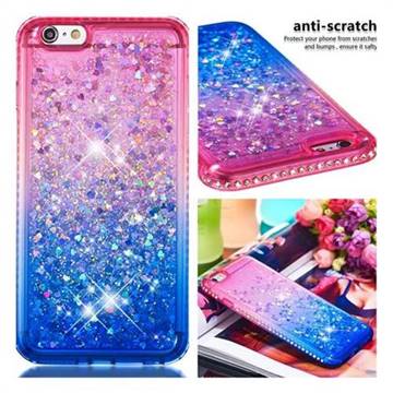 Diamond Frame Liquid Glitter Quicksand Sequins Phone Case for iPhone 6s Plus / 6 Plus 6P(5.5 inch) - Pink Blue