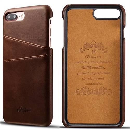 Suteni Retro Classic Card Slots Calf Leather Coated Back Cover for iPhone 6s Plus / 6 Plus 6P(5.5 inch) - Brown