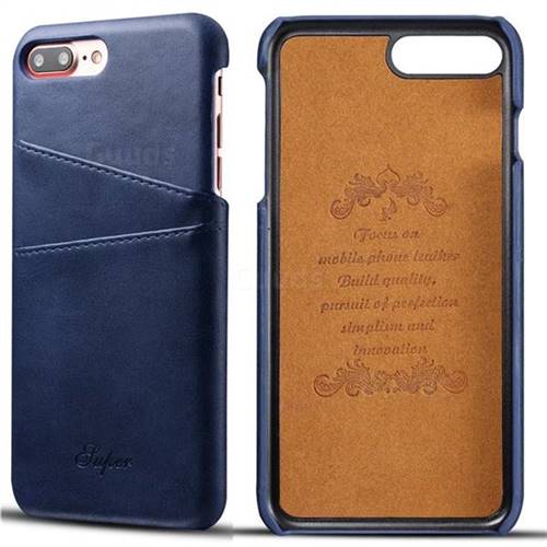 Suteni Retro Classic Card Slots Calf Leather Coated Back Cover for iPhone 6s Plus / 6 Plus 6P(5.5 inch) - Blue
