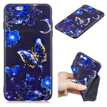 Phnom Penh Butterfly 3D Embossed Relief Black TPU Cell Phone Back Cover for iPhone 6s Plus / 6 Plus 6P(5.5 inch)