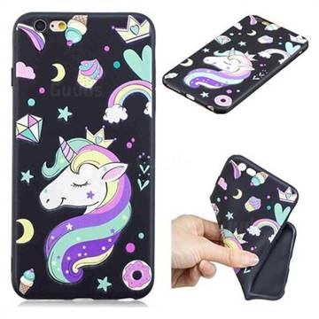 Candy Unicorn 3D Embossed Relief Black TPU Cell Phone Back Cover for iPhone 6s Plus / 6 Plus 6P(5.5 inch)
