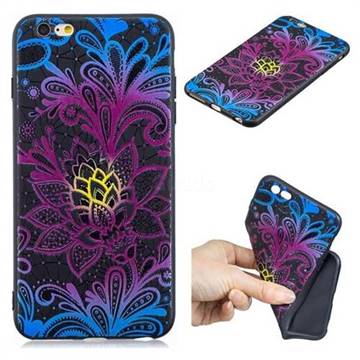Colorful Lace 3D Embossed Relief Black TPU Cell Phone Back Cover for iPhone 6s Plus / 6 Plus 6P(5.5 inch)