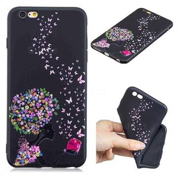 Corolla Girl 3D Embossed Relief Black TPU Cell Phone Back Cover for iPhone 6s Plus / 6 Plus 6P(5.5 inch)
