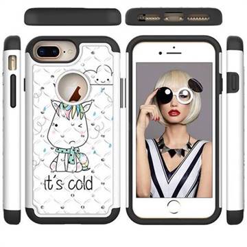 Tiny Unicorn Studded Rhinestone Bling Diamond Shock Absorbing Hybrid Defender Rugged Phone Case Cover for iPhone 6s Plus / 6 Plus 6P(5.5 inch)