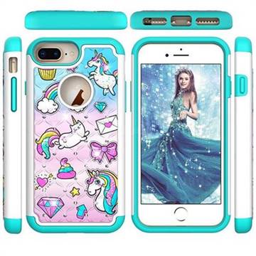 Fashion Unicorn Studded Rhinestone Bling Diamond Shock Absorbing Hybrid Defender Rugged Phone Case Cover for iPhone 6s Plus / 6 Plus 6P(5.5 inch)