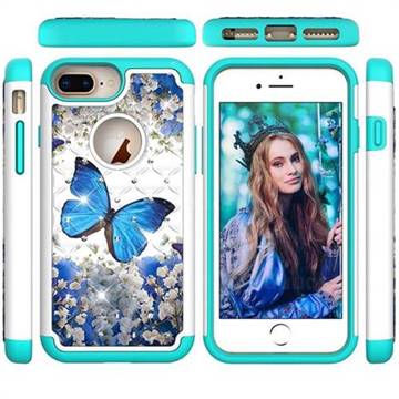 Flower Butterfly Studded Rhinestone Bling Diamond Shock Absorbing Hybrid Defender Rugged Phone Case Cover for iPhone 6s Plus / 6 Plus 6P(5.5 inch)