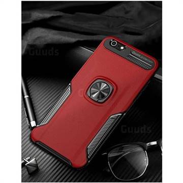 Knight Armor Anti Drop PC + Silicone Invisible Ring Holder Phone Cover for iPhone 6s Plus / 6 Plus 6P(5.5 inch) - Red