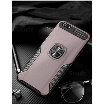 Knight Armor Anti Drop PC + Silicone Invisible Ring Holder Phone Cover for iPhone 6s Plus / 6 Plus 6P(5.5 inch) - Rose Gold